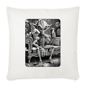 T-shirt BD : Alien dans une ambiance décontractée. - Housse de coussin décorative 45 x 45 cm - blanc nature - Devant
