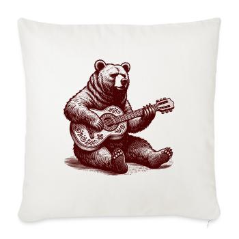 Bear Playing Guitar Funny Wild Animal Guitarist - Sofa pillowcase 17,3'' x 17,3'' (45 x 45 cm) - natural white - Front