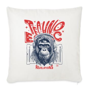 T-shirt Monkey in the Beat – Soirée techno avec style - Housse de coussin décorative 45 x 45 cm - blanc nature - Devant