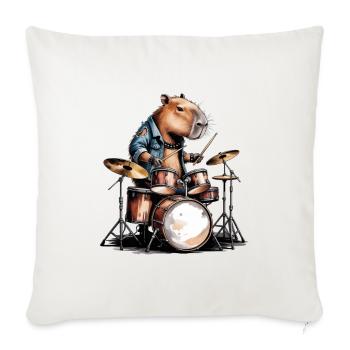 Cooles Capybara spielt Schlagzeug - Sofakissenbezug 45 x 45 cm - Naturweiß  - Vorne