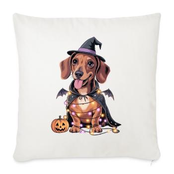 Teckel Chien Halloween Hallowiener - Housse de coussin décorative 45 x 45 cm - blanc nature - Devant