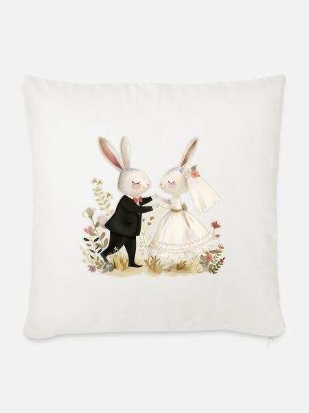 Bride and groom rabbits - Sofakissenbezug 45 x 45 cm - Naturweiß 