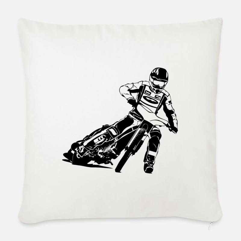 Speedway - Motorcycle Speedway - Sofa pillowcase 17,3'' x 17,3'' (45 x 45 cm) - natural white