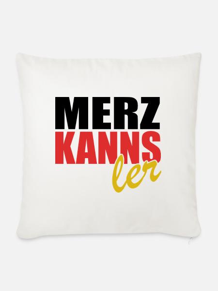 Merz kanns - Kanzler - Kanzlerkandidat - Sofakissenbezug 45 x 45 cm - Naturweiß 