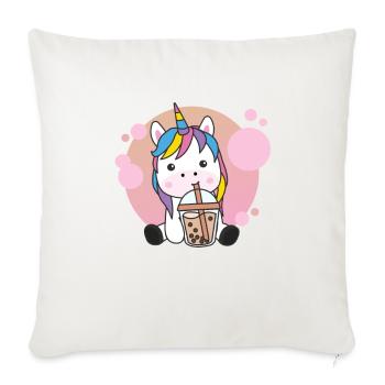 Bubble Tea Einhorn mit Schokolade süße Tiere - Sofakissenbezug 45 x 45 cm - Naturweiß  - Vorne