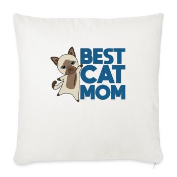 Worlds best cat mom - Katzen Siamkatze - Sofa pillowcase 17,3'' x 17,3'' (45 x 45 cm) - natural white - Front