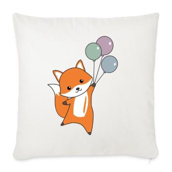 Fuchs süß Tier fliegt Luftballons Kinder - Housse de coussin décorative 45 x 45 cm - blanc nature - Devant