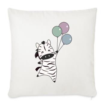 Zebra flies with balloons upwards cute animals - Sofa pillowcase 17,3'' x 17,3'' (45 x 45 cm) - natural white - Front