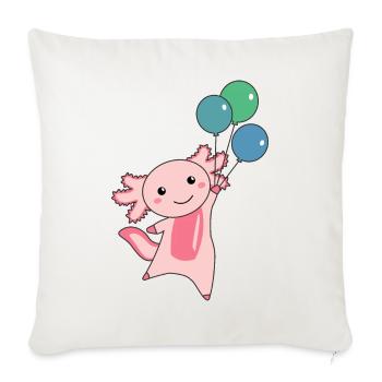 Axolotl doux animal vole avec des ballons - Housse de coussin décorative 45 x 45 cm - blanc nature - Devant