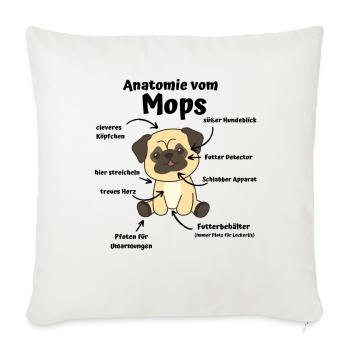 Anatomie eines Mops süße Hunde lustiger Welpe - Sofakissenbezug 45 x 45 cm - Naturweiß  - Vorne