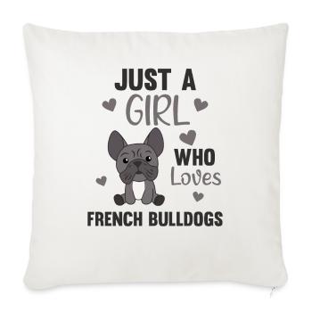 Juste Une Fille Qui aime french Bulldog - Housse de coussin décorative 45 x 45 cm - blanc nature - Devant
