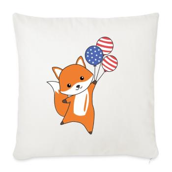 Fox flies balloons usa top cute animals foxes - Sofa pillowcase 17,3'' x 17,3'' (45 x 45 cm) - natural white - Front