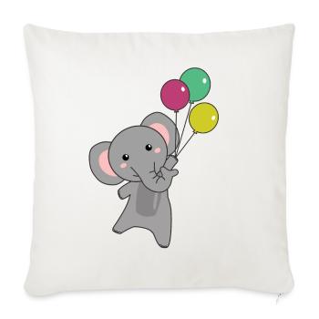 L’éléphant vole avec des ballons des animaux mignons pour les enfants - Housse de coussin décorative 45 x 45 cm - blanc nature - Devant