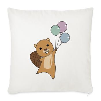Castor ballons animaux drôles pour les enfants - Housse de coussin décorative 45 x 45 cm - blanc nature - Devant
