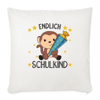 Endlich Schulkind Affe Schultüte rocke die Schule - Sofakissenbezug 45 x 45 cm - Naturweiß  - Vorne