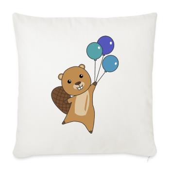 Castor ballons animaux drôles pour les enfants - Housse de coussin décorative 45 x 45 cm - blanc nature - Devant
