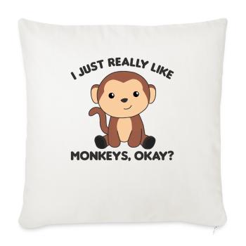 J'aime vraiment les singes, d'accord - un singe mignon - Housse de coussin décorative 45 x 45 cm - blanc nature - Devant