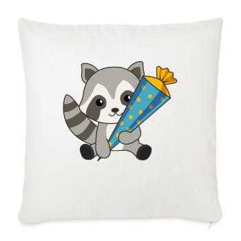 Raton laveur inscription scolaire garderie 2021 écolier - Housse de coussin décorative 45 x 45 cm - blanc nature - Devant