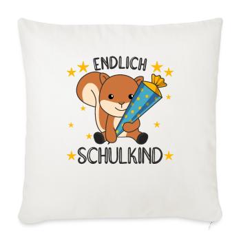 Endlich Schulkind Eichhörnchen Schultüte Schule - Sofakissenbezug 45 x 45 cm - Naturweiß  - Vorne