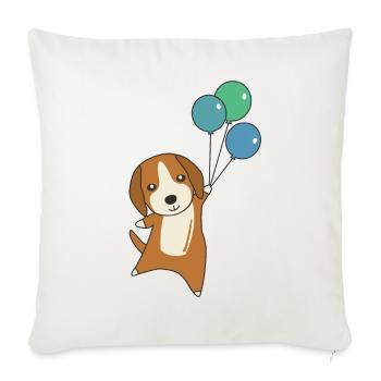 Le chien de Beagle s’envole avec des ballons - Housse de coussin décorative 45 x 45 cm - blanc nature - Devant