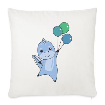 Dino vole avec des ballons de doux dinosaures animaux - Housse de coussin décorative 45 x 45 cm - blanc nature - Devant