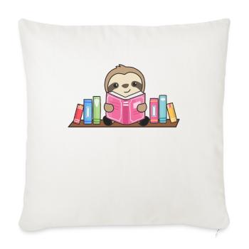Faultier ließt ein Buch leseratte süße Faultiere - Sofakissenbezug 45 x 45 cm - Naturweiß  - Vorne