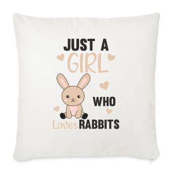 Juste une fille qui aime les lapins - lapin mignon - Housse de coussin décorative 45 x 45 cm - blanc nature - Devant