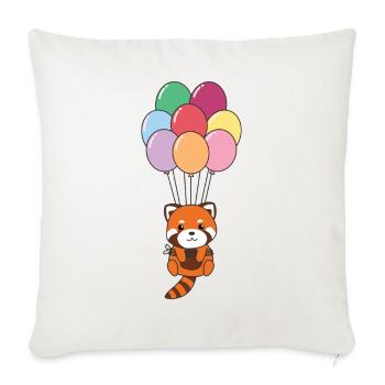 Red Panda flies upwards with colorful balloons - Sofa pillowcase 17,3'' x 17,3'' (45 x 45 cm) - natural white - Front