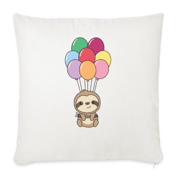 Sloth flies upwards with colorful balloons - Sofa pillowcase 17,3'' x 17,3'' (45 x 45 cm) - natural white - Front