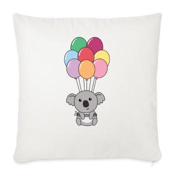 Koala fliegt mit bunten Luftballons nach oben - Sofakissenbezug 45 x 45 cm - Naturweiß  - Vorne