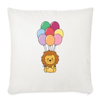 Lion flies upwards with colorful balloons - Sofa pillowcase 17,3'' x 17,3'' (45 x 45 cm) - natural white - Front