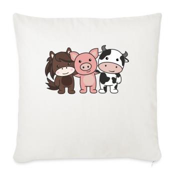 vache cheval porc ferme animaux doux - Housse de coussin décorative 45 x 45 cm - blanc nature - Devant