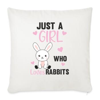 Juste une fille qui aime le lièvre - lapin mignon - Housse de coussin décorative 45 x 45 cm - blanc nature - Devant
