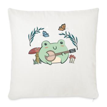 Cottagecore Aesthetic Kawaii Frog Plays Banjo - Sofa pillowcase 17,3'' x 17,3'' (45 x 45 cm) - natural white - Front