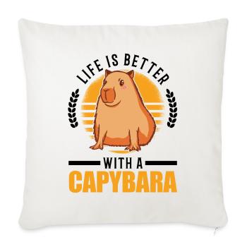La vie est meilleure avec un Capybara Wasserschwein - Housse de coussin décorative 45 x 45 cm - blanc nature - Devant