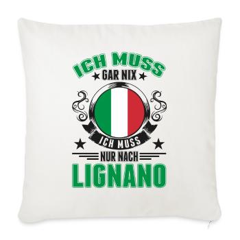Lignano Italien Urlaub Reise Geschenk - Sofakissenbezug 45 x 45 cm - Naturweiß  - Vorne