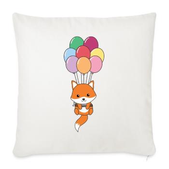 Le renard vole vers le haut avec des ballons colorés - Housse de coussin décorative 45 x 45 cm - blanc nature - Devant
