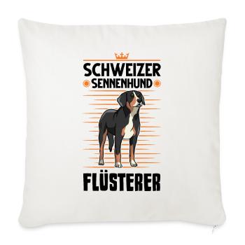 Schweizer Sennenhund Flüsterer - Sofakissenbezug 45 x 45 cm - Naturweiß  - Vorne