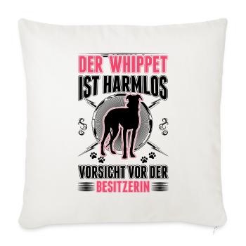 Whippet Besitzerin Windhund Sighthound - Sofakissenbezug 45 x 45 cm - Naturweiß  - Vorne