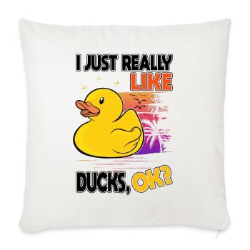 J'aime vraiment les canards Canard en caoutchouc - Housse de coussin décorative 45 x 45 cm - blanc nature - Devant