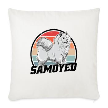 Samoyède Retro Sled Dog Vintage Samoyèdes - Housse de coussin décorative 45 x 45 cm - blanc nature - Devant