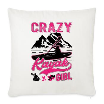 Crazy Kayak Fille Kayakiste Paddle Sport Kayak - Housse de coussin décorative 45 x 45 cm - blanc nature - Devant