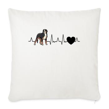Grand rythme cardiaque de chien de montagne suisse - Housse de coussin décorative 45 x 45 cm - blanc nature - Devant