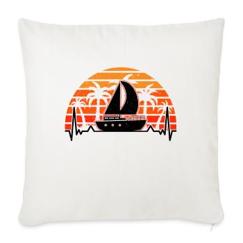 Segelboot Herzschlag Retro Kapitän Segler Schiff - Sofakissenbezug 45 x 45 cm - Naturweiß  - Vorne