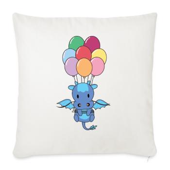 Dragon vole vers le haut avec des ballons colorés - Housse de coussin décorative 45 x 45 cm - blanc nature - Devant