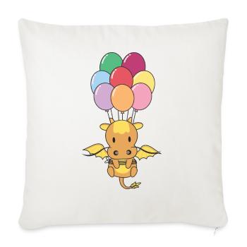 Dragon vole vers le haut avec des ballons colorés - Housse de coussin décorative 45 x 45 cm - blanc nature - Devant