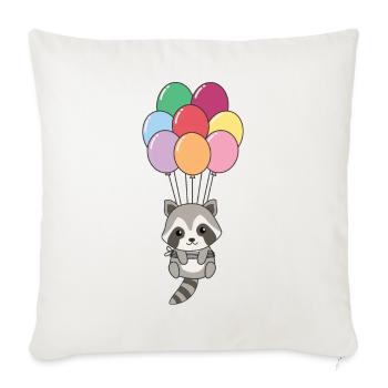 Raccoon flies upwards with colorful balloons - Sofa pillowcase 17,3'' x 17,3'' (45 x 45 cm) - natural white - Front