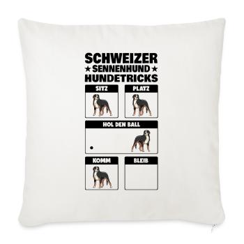 Großer Schweizer Sennenhund Hundetricks - Sofakissenbezug 45 x 45 cm - Naturweiß  - Vorne