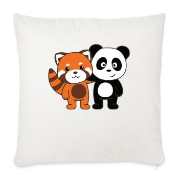 Panda roux avec panda mignon amoureux des animaux pour les enfants - Housse de coussin décorative 45 x 45 cm - blanc nature - Devant