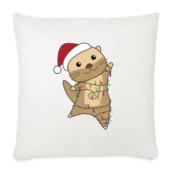 Loutre Noël Neige Animaux d’hiver Loutre - Housse de coussin décorative 45 x 45 cm - blanc nature - Devant